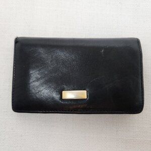 Mens Black Leather Bifold Wallet ID, Card Slots Snap